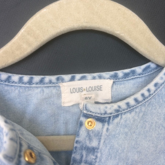 Louis Louise denim romper with gold snaps (girls size 6) - Picture 2 of 3